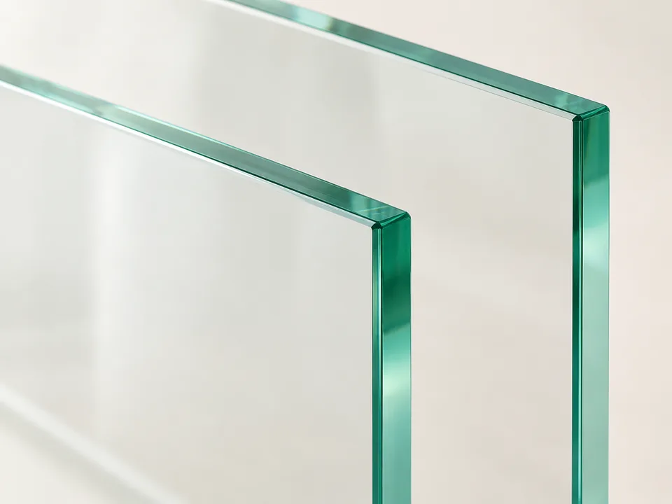Standard clear glass with green edge tint.